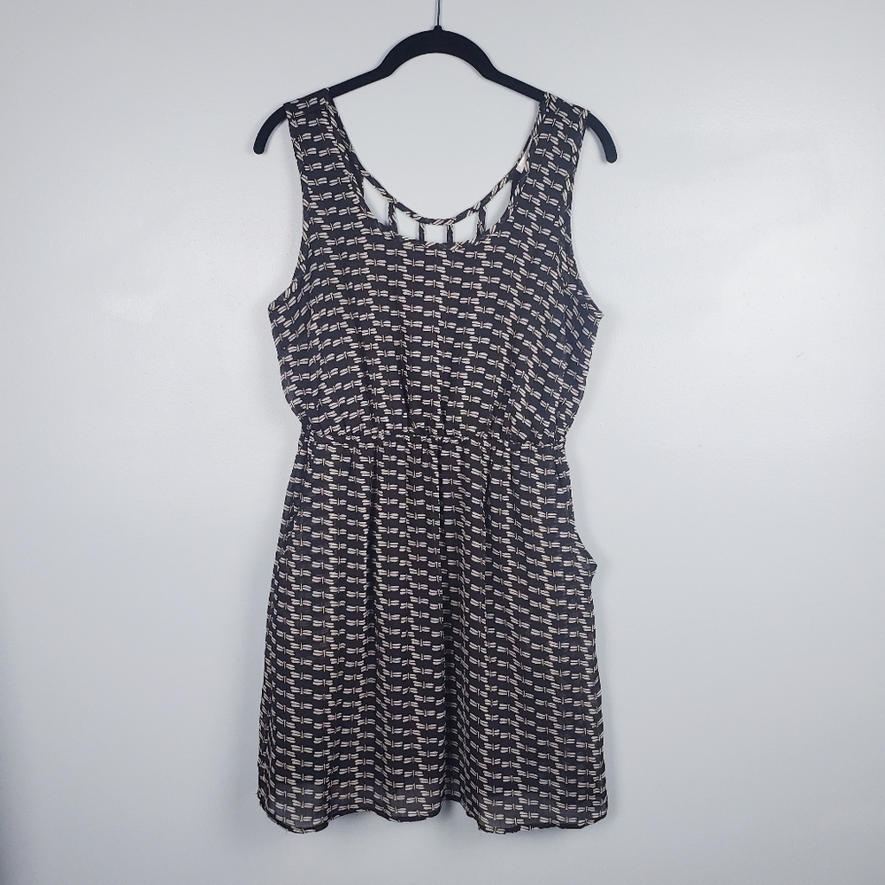 Band of Gypsies dragonfly print caged back dress Size Medium